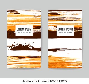 Set of vector business card templates with brush stroke background.