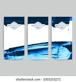 Set of vector business card templates with brush stroke background.