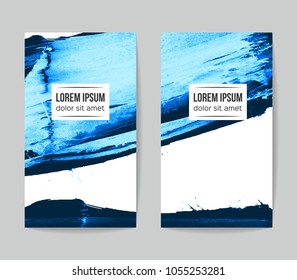Set of vector business card templates with brush stroke background.
