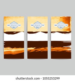 Set of vector business card templates with brush stroke background.