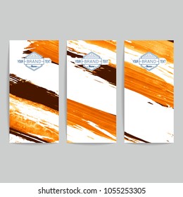 Set of vector business card templates with brush stroke background.