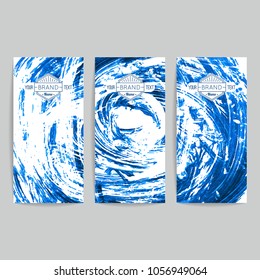 Set of vector business card templates with brush stroke background.