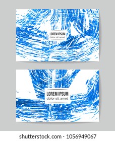 Set of vector business card templates with brush stroke background.