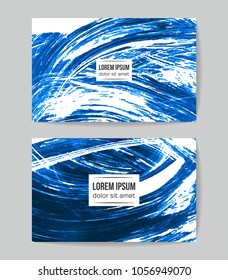 Set of vector business card templates with brush stroke background.