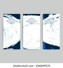 Set of vector business card templates with brush stroke background.