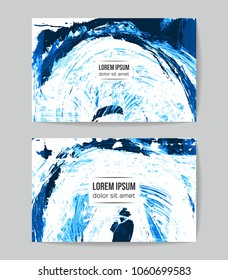 Set of vector business card templates with brush stroke background.