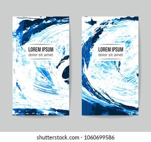 Set of vector business card templates with brush stroke background.