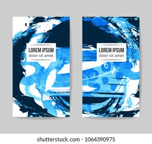 Set of vector business card templates with brush stroke background.