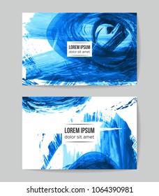 Set of vector business card templates with brush stroke background.