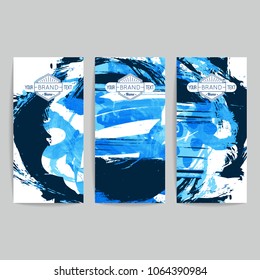 Set of vector business card templates with brush stroke background.