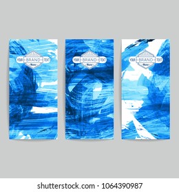 Set of vector business card templates with brush stroke background.