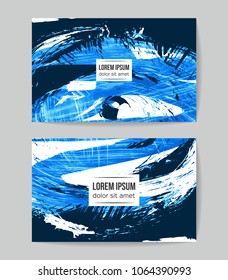 Set of vector business card templates with brush stroke background.