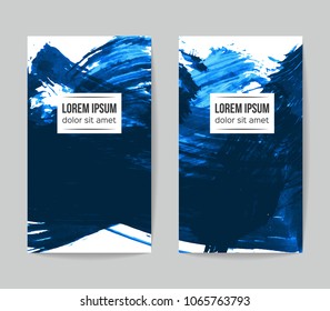 Set of vector business card templates with brush stroke background.