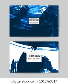 Set of vector business card templates with brush stroke background.