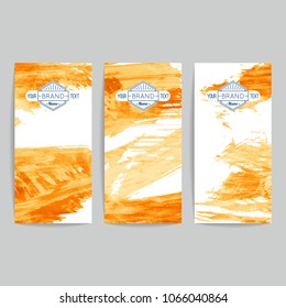 Set of vector business card templates with brush stroke background.