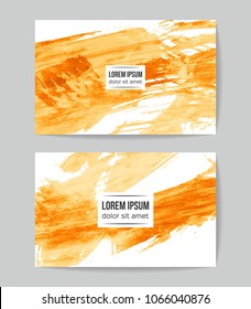Set of vector business card templates with brush stroke background.