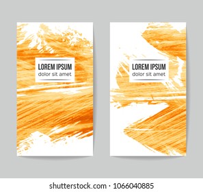 Set of vector business card templates with brush stroke background.