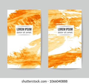 Set of vector business card templates with brush stroke background.