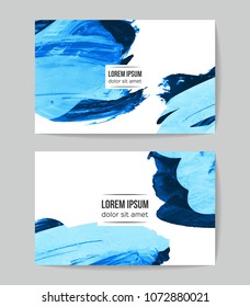 Set of vector business card templates with brush stroke background.