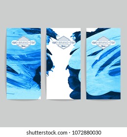 Set of vector business card templates with brush stroke background.