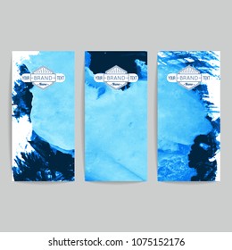 Set of vector business card templates with brush stroke background.