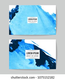 Set of vector business card templates with brush stroke background.