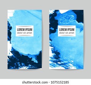 Set of vector business card templates with brush stroke background.