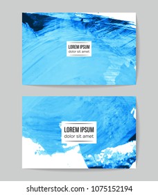 Set of vector business card templates with brush stroke background.