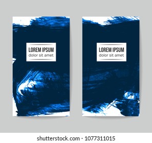 Set of vector business card templates with brush stroke background.