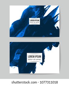 Set of vector business card templates with brush stroke background.