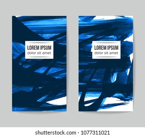 Set of vector business card templates with brush stroke background.