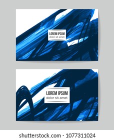 Set of vector business card templates with brush stroke background.