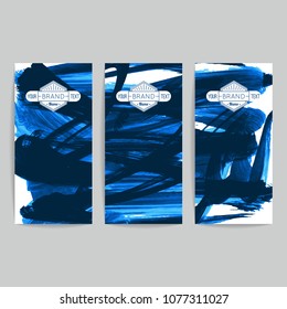 Set of vector business card templates with brush stroke background.