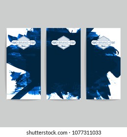 Set of vector business card templates with brush stroke background.