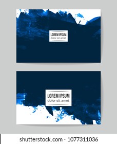 Set of vector business card templates with brush stroke background.