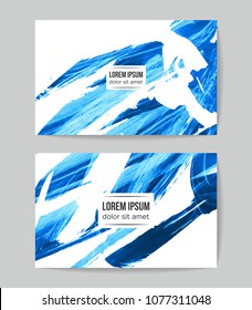 Set of vector business card templates with brush stroke background.