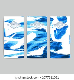 Set of vector business card templates with brush stroke background.