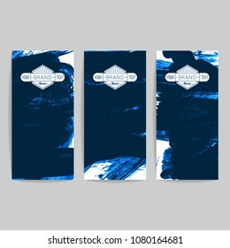 Set of vector business card templates with brush stroke background.