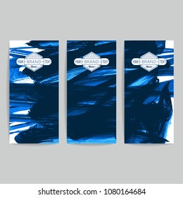 Set of vector business card templates with brush stroke background.