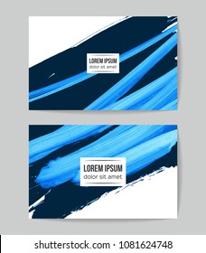 Set of vector business card templates with brush stroke background.