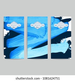 Set of vector business card templates with brush stroke background.