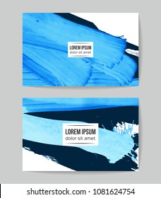Set of vector business card templates with brush stroke background.