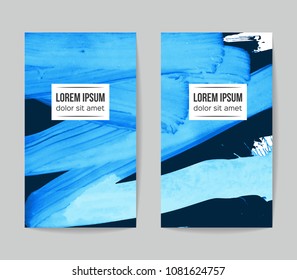 Set of vector business card templates with brush stroke background.