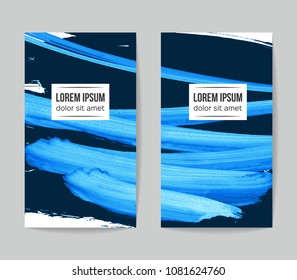 Set of vector business card templates with brush stroke background.