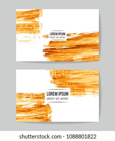 Set of vector business card templates with brush stroke background.