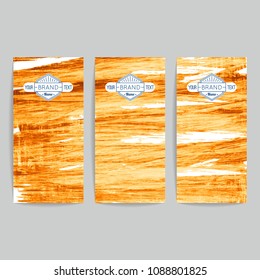 Set of vector business card templates with brush stroke background.