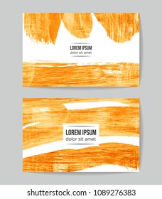 Set of vector business card templates with brush stroke background.