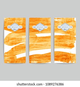 Set of vector business card templates with brush stroke background.