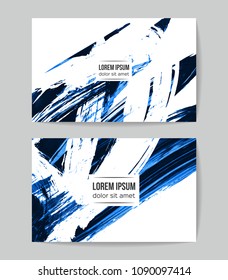 Set of vector business card templates with brush stroke background.