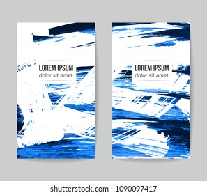 Set of vector business card templates with brush stroke background.
